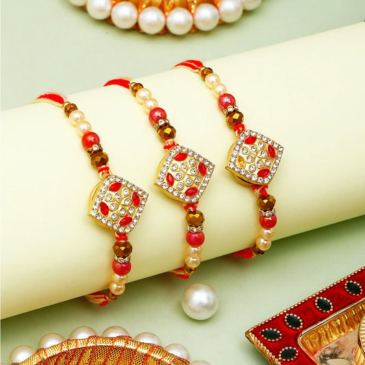 Pack Of 3 Traditional Stone Spinning Rakhi