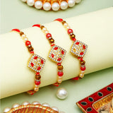 Pack Of 3 Traditional Stone Spinning Rakhi