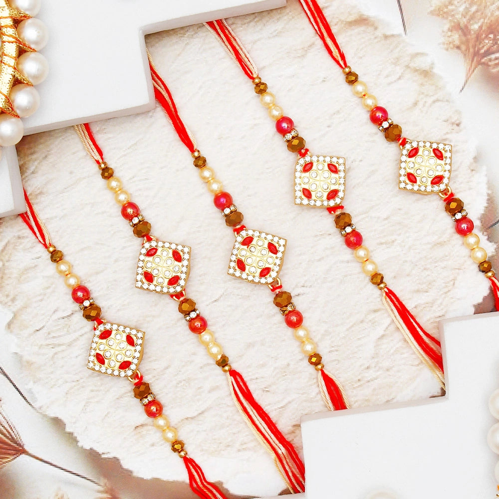 Pack Of 5 Traditional Stone Spinning Rakhi