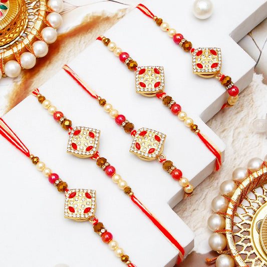 Pack Of 5 Traditional Stone Spinning Rakhi