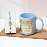 Evil Eye Rakhi for Brother with Best Brother Ever Mug - Golden Teardrop Rakhi