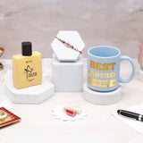 Red Pave Evil Eye Charm Rakhi & UXR Royal Life Perfume Mug Set