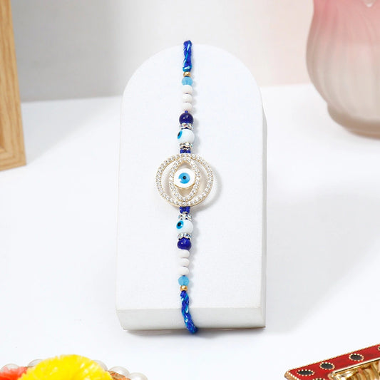 Navy Evil Eye Rakhi for Brother with Best Brother Ever Mug - Medallion Rakhi