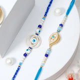 Double Ring & Teardrop Evil Eye Rakhi Set
