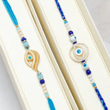 Double Ring & Teardrop Evil Eye Rakhi Set