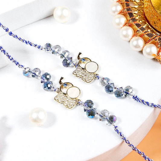 Pack Of 2 Elephant Blue Stone Rakhi