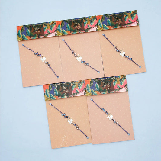 Pack Of 5 Elephant Blue Stone Rakhi