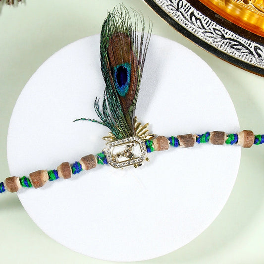Personalized Rakhi Card with Peacock Feather Rakhi and Ferrero Rocher
