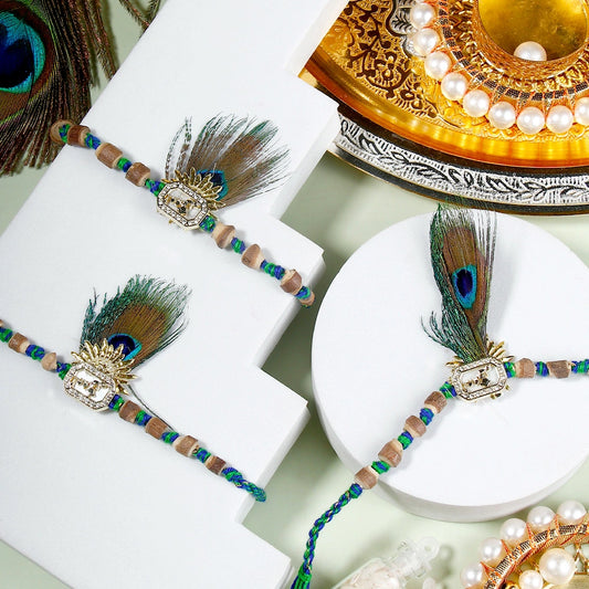 Pack Of 3 Krishna Morpankh Rakhi