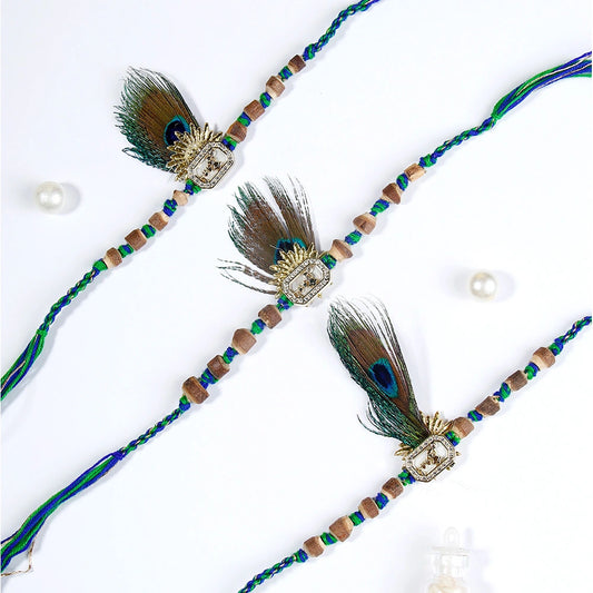 Pack Of 3 Krishna Morpankh Rakhi