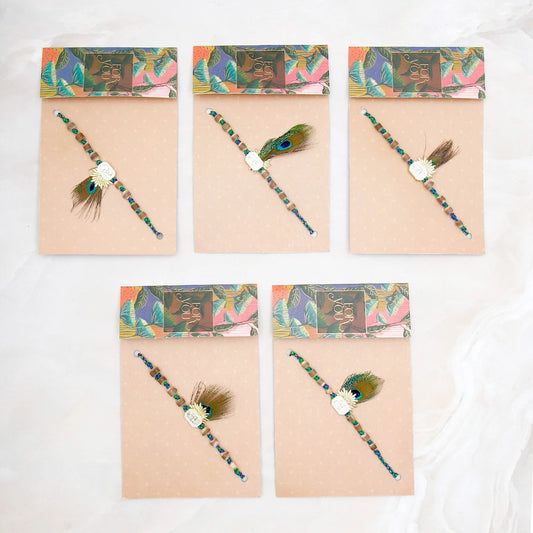 Pack Of 5 Krishna Morpankh Rakhi