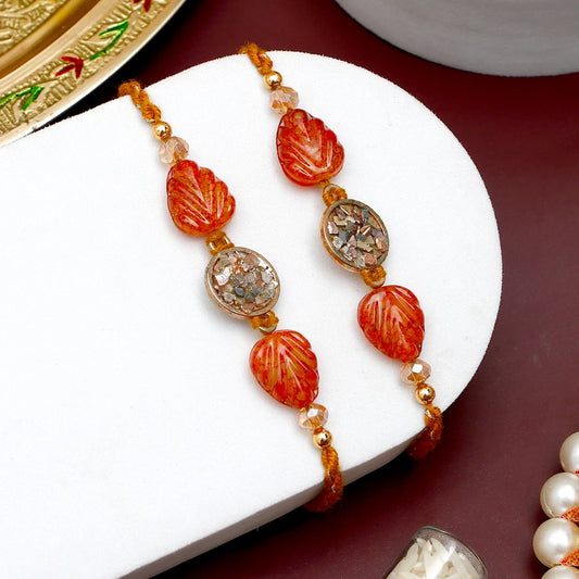 Pack Of 2 Red Leaf Stone Rakhi