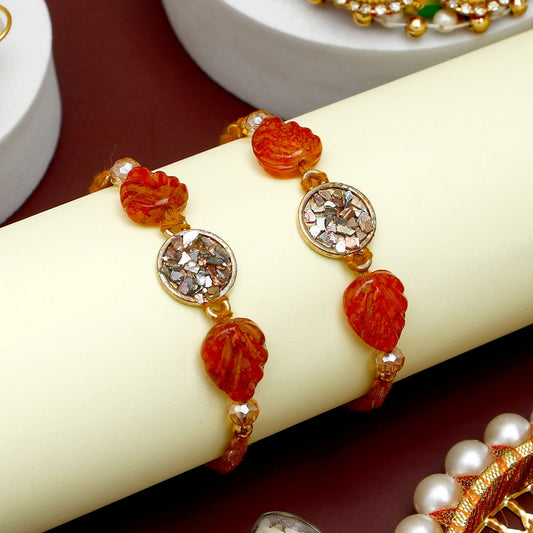 Pack Of 2 Red Leaf Stone Rakhi