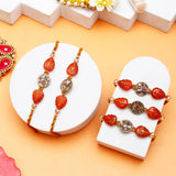 Pack Of 5 Red Leaf Stone Rakhi