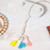 Wooden Evil Eye & Pastel Tri-Tassel Rakhi Set
