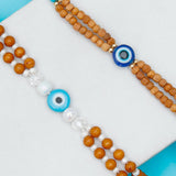Twin Strand Wooden Evil Eye Rakhi Set