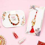 Rudraksha Tiger Eye & Golden Charm Tassel Rakhi Set