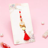 Rudraksha Tiger Eye & Golden Charm Tassel Rakhi Set
