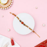 Rudraksha Tiger Eye & Golden Charm Tassel Rakhi Set