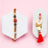 Rudraksha Tiger Eye & Golden Charm Tassel Rakhi Set