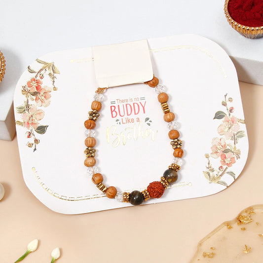 Divine Rudraksh Tiger Eye Bracelet Rakhi For Brother