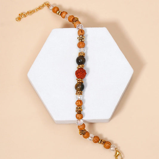 Personalized Rakhi Card with Rudraksha Rakhi and Hershey's Almond