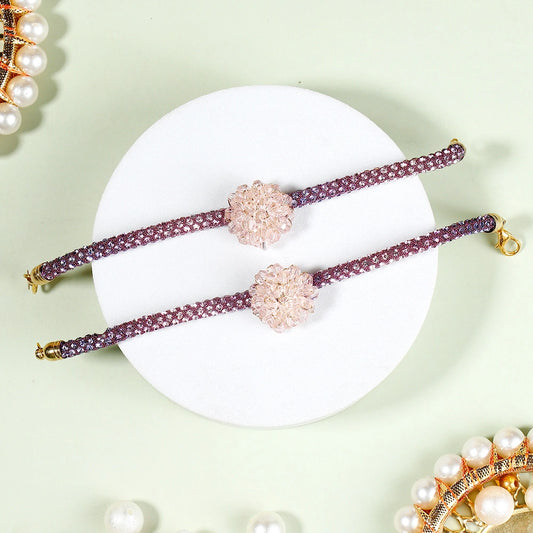 Pack Of 2 Blush Bloom Crystal Rakhi