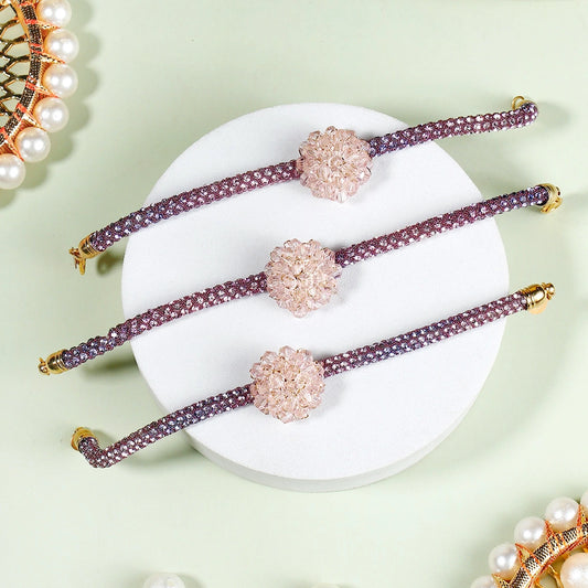 Pack Of 3 Blush Bloom Crystal Rakhi