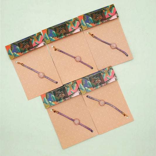 Pack Of 5 Blush Bloom Crystal Rakhi