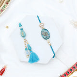 Twin Turquoise Stone Tassel Rakhi Set