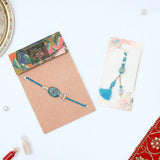 Twin Turquoise Stone Tassel Rakhi Set