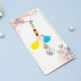 Teal Stone Medallion & Shell Tassel Rakhi Set