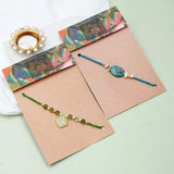 Leaf & Teal Stone Rakhi Set