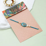 Leaf & Teal Stone Rakhi Set