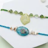 Leaf & Teal Stone Rakhi Set