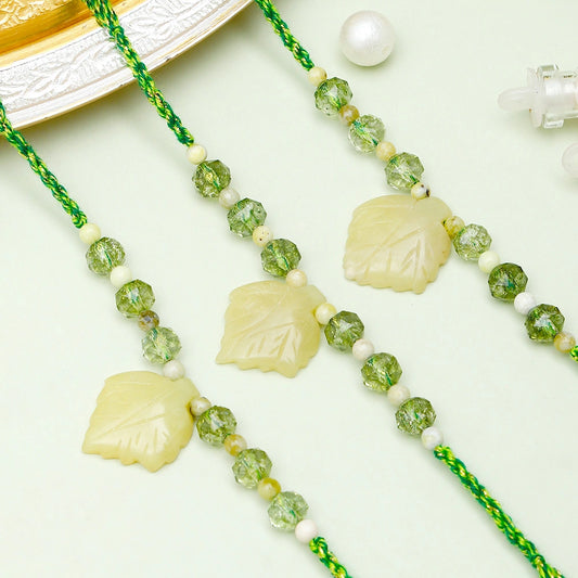 Pack Of 3 Olive Leaf Crystal Rakhi