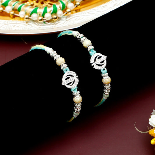 Pack Of 2 Khanda Pastel green Rakhi