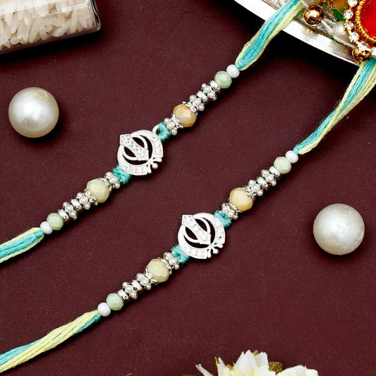 Pack Of 2 Khanda Pastel Green Rakhi