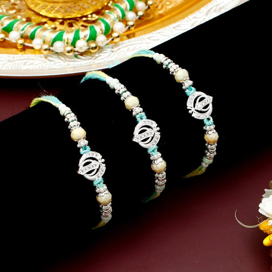 Pack Of 3 Khanda Pastel green Rakhi