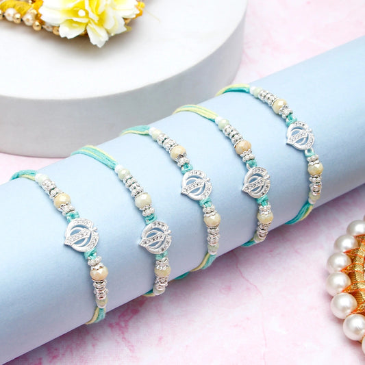 Pack Of 5 Khanda Pastel green Rakhi
