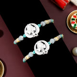 Pack Of 2 Silver Ganesha Mint Rakhi