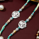 Pack Of 2 Silver Ganesha Mint Rakhi