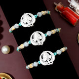 Pack Of 3 Silver Ganesha Mint Rakhi