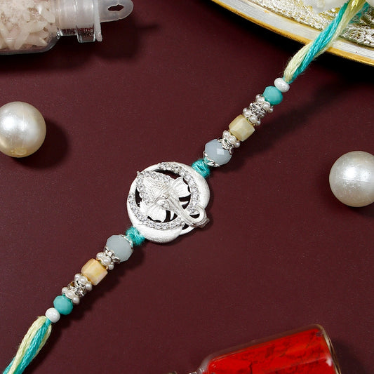 Silver Ganesha Mint Rakhi
