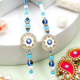 Pack Of 2 Rhinestones Golden Blue Evil Eye Rakhi