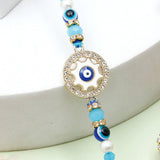 Pack Of 2 Rhinestones Golden Blue Evil Eye Rakhi