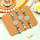 Pack Of 3 Rhinestones Golden Blue Evil Eye Rakhi