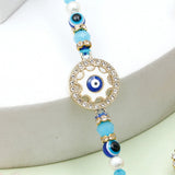 Pack Of 3 Rhinestones Golden Blue Evil Eye Rakhi