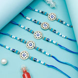 Pack Of 5 Rhinestones Golden Blue Evil Eye Rakhi
