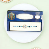Rhinestones Golden Blue Evil Eye Rakhi